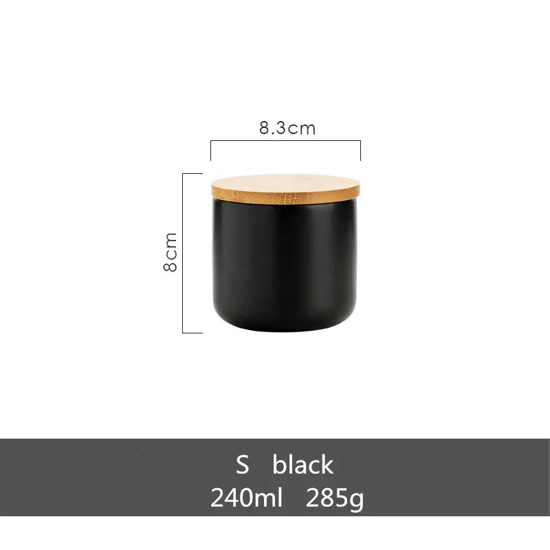 Gold-plated Marbling Sealed Ceramic Storage Jar With Bamboo Lid Spices Tank Container Kitchen Food Bottle Coffee Tea Caddy