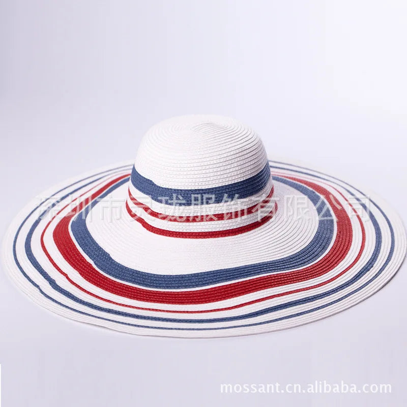 2018 Lady Lady Sun Hat Sun Summer Hat Straw Gratë e palosura të gjera Brim Sun Cap Elegant Udhëtimi Kapelë e Re Headwear B-1940