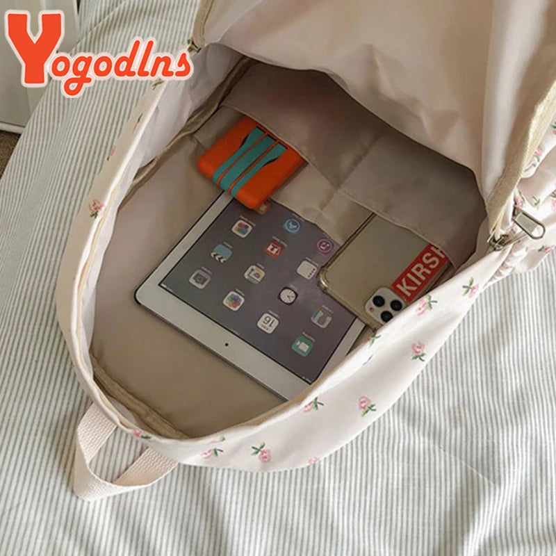 Yogodlns moda kwiatowy plecak dla kobiet wodoodpornych nylonowych plecaków nastolatek duża zdolność do szkoły studenckiej torba podróżna