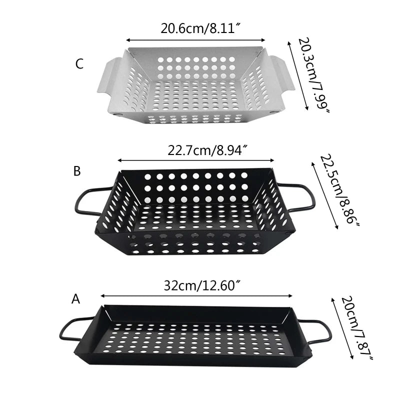 Grill Basket Jo-Stick Grilling Trashen Pan BBQ Aksesor për Grilling BBQ