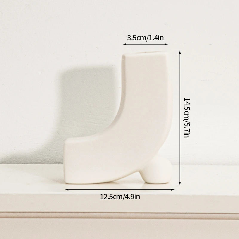 White Ceramic Vase Modern Decorative Vase for Pampas Grass Minimalist Flower Vases for Centerpiece Wedding Office Home Decor