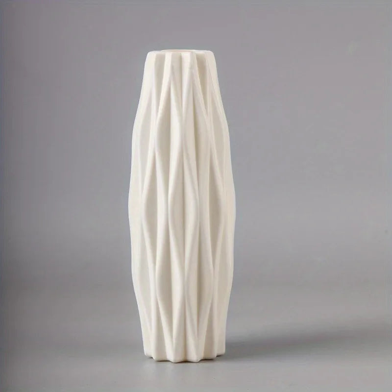 1Pc Diamond Plastic Vase Imitation Ceramic Flower Pot Thick And Durable Suitable For Living Room Bedroom Home Holiday Decoration