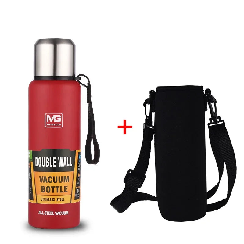 304 Stainless Steel Thermos Bottle Large Capacity Vacuum Flask Insulated Tumbler with Rope for Tea Drinks Cold and Hot Water