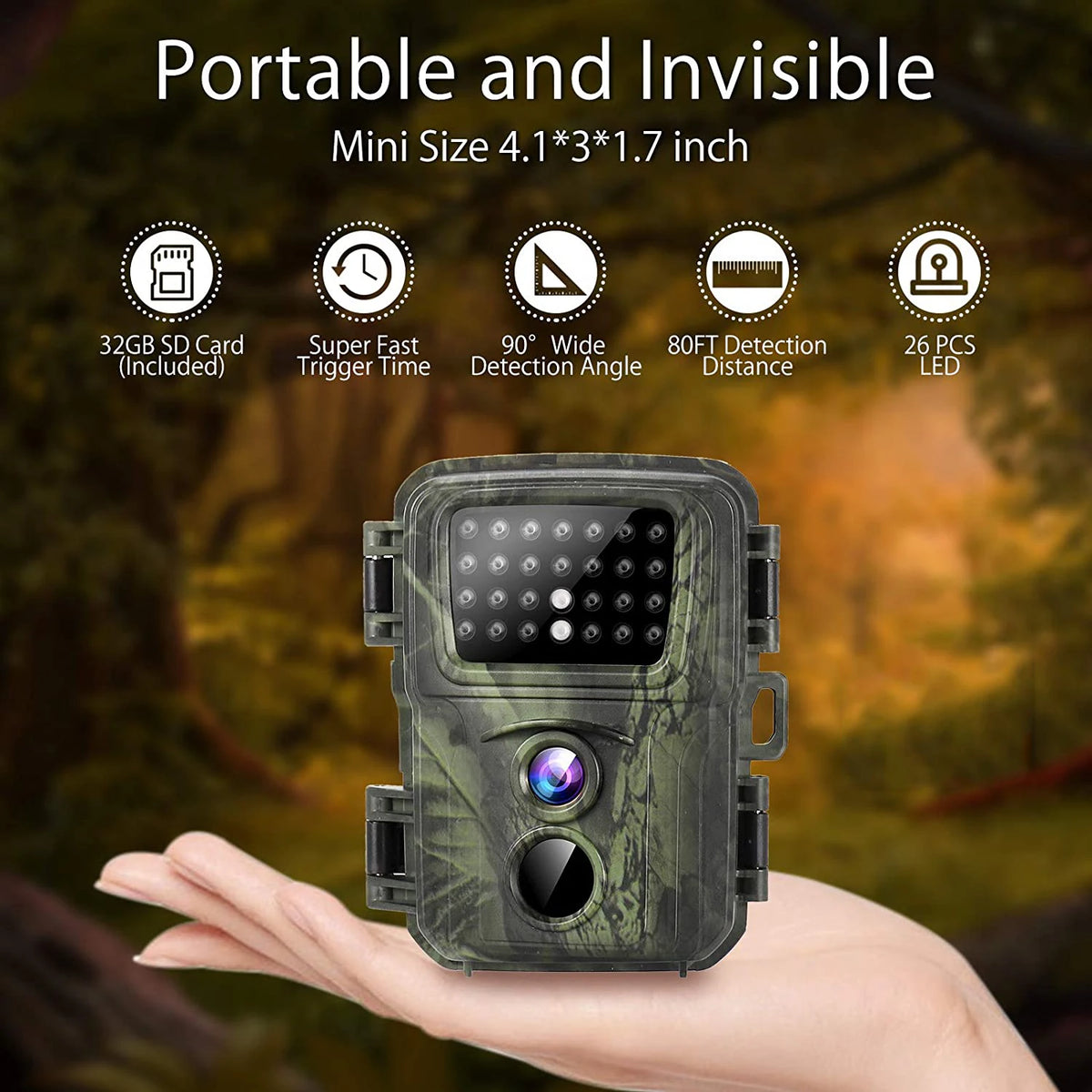 Mini Trail Hunting Camera Wild Hunter Cam Mini600 20MP 1080p Wildlife Tierkameras Nachtsicht Foto -Fallen Überwachung Überwachung Überwachung