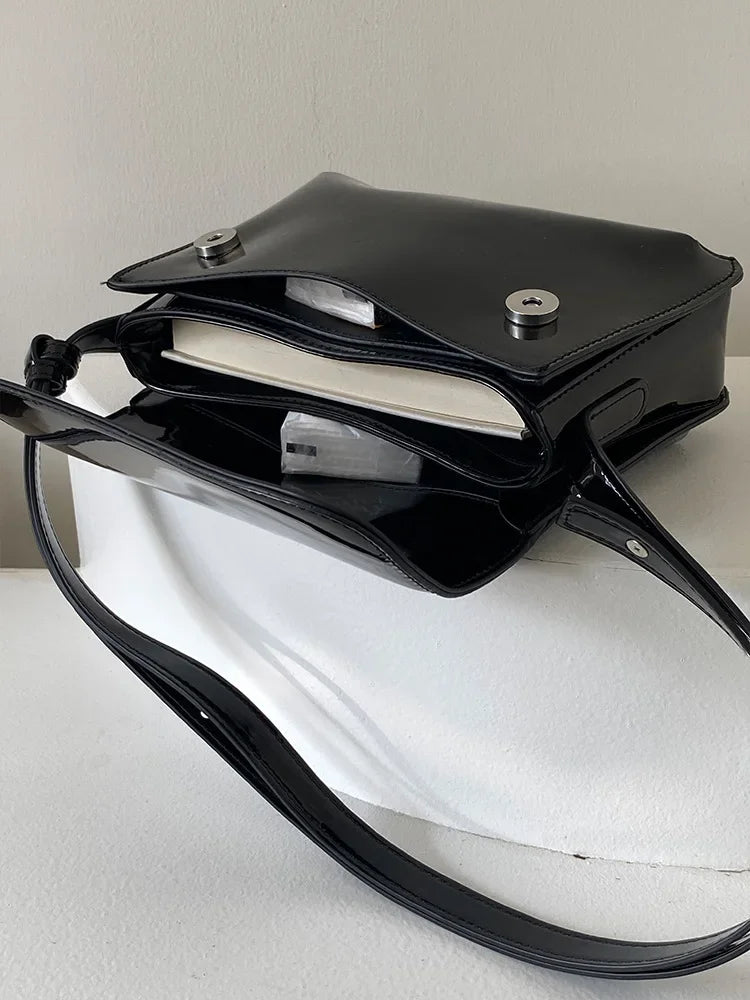 Retro patent læder skulder taske til kvinder luksuri