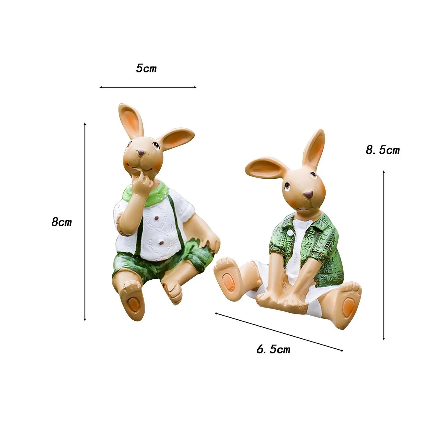 2x králičí zahrada socha kreativní venkovní ozdoby trávník Patio Housewarming Dárková pryskyřice sochy králičí figurky venkovní výzdoba