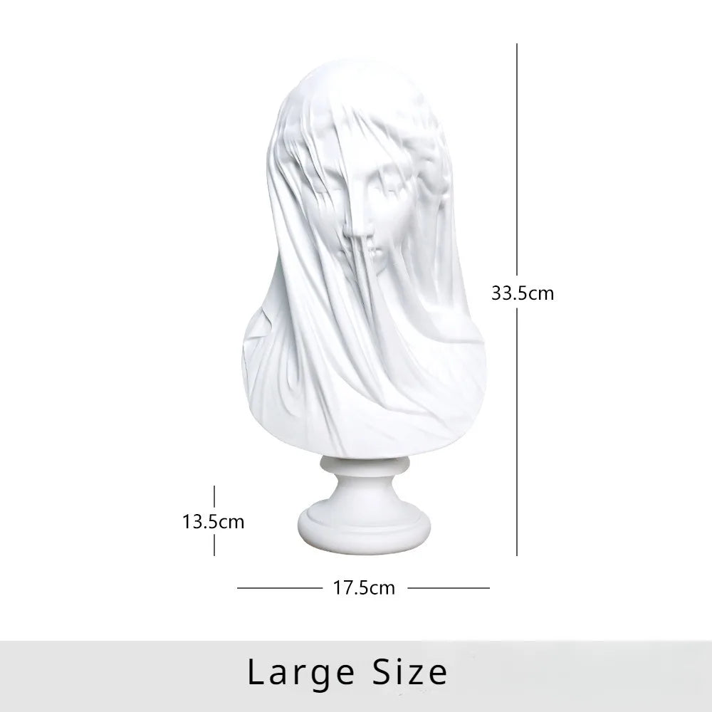 Veiled Lady Bust Greek Goddess Statue Classic Roman Mythology Gifts Maiden Sculpture Home Living Room Desk Bookshelf Decorations