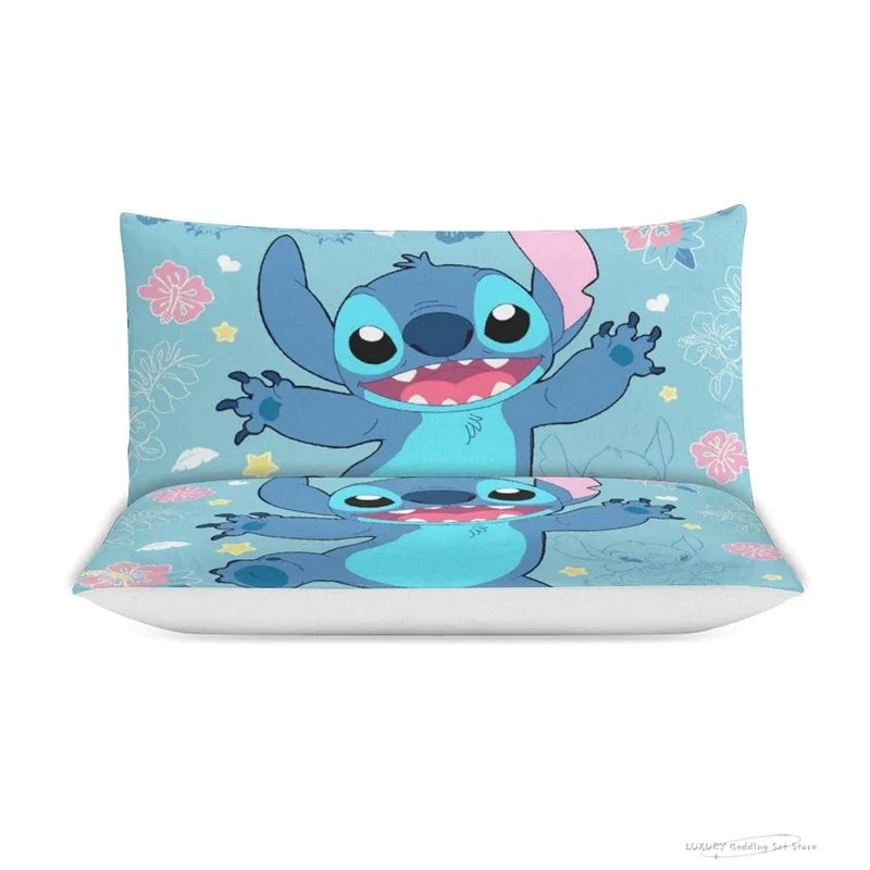 Cute Stitch Cartoon Bedding Set til Kids Boys Girls Anime Quilt Set Cute Cartoon Duvet Cover 1 Duvet Cover and 2 Pillowcases