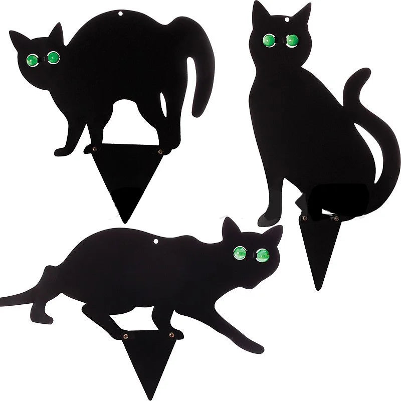 3pcs simulation de décoration de chat noir carte à thème Halloween Carte à thème extérieur jardin décor