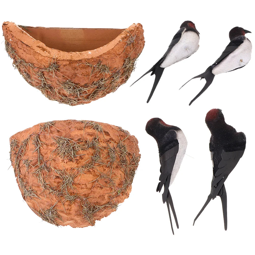 2 sady Simulované polykání Nest Nest Domácí příslušenství Tree Ptačí ozdoby venkovní jarní výzdoba polykavka na polypnutí pták