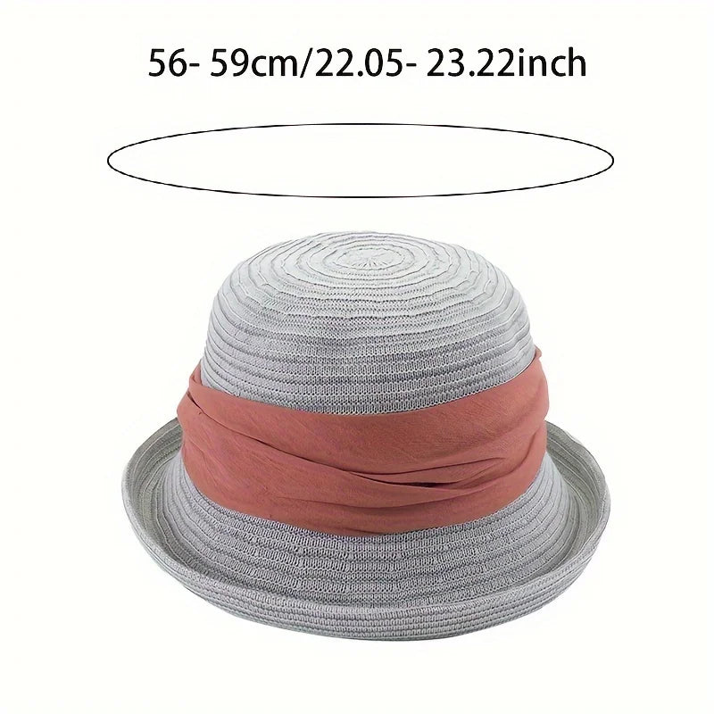 Topphatt Kvinner Summer Fisherman Hat French Hepburn Fashion Sun Hat Kvinners reise allsidig solkremhatt Barns nye stil