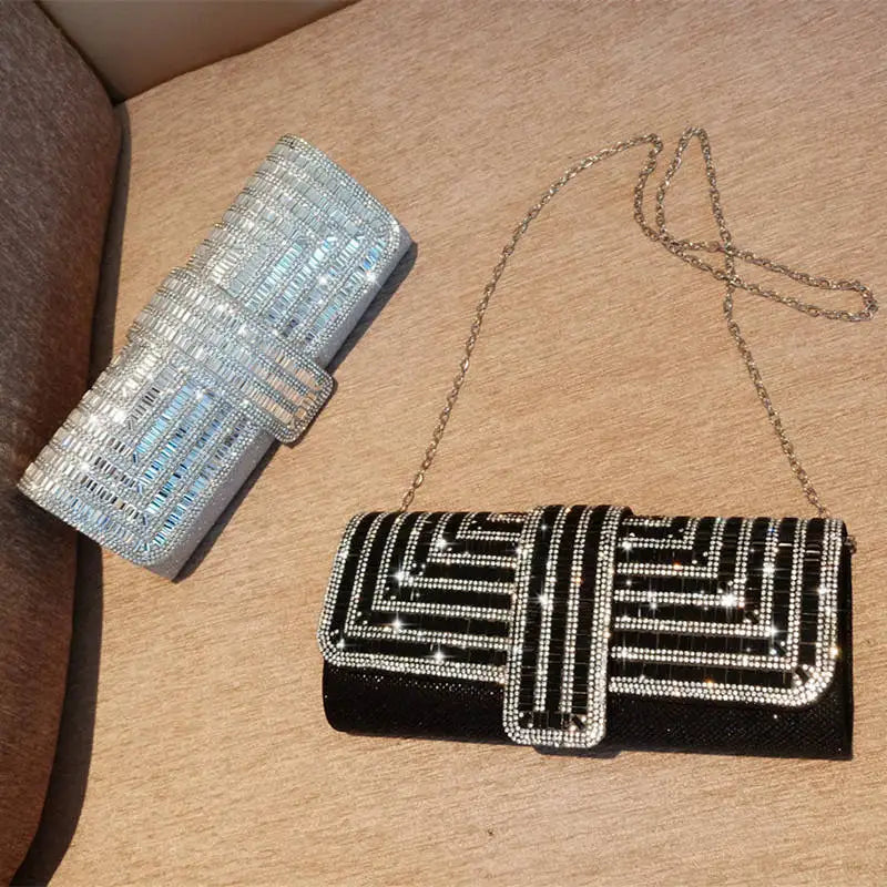 Fabrik Direct Sales Stick Diamond Three Discount Dinner Bag Hånd armhule Kæde Bryllupsfest Crystal Evening Clutch Bag