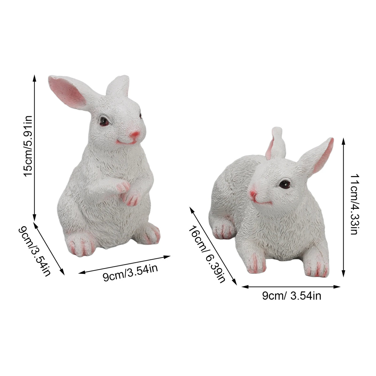 1 paire lapin lapin décorations décorations art artisan animal modèle sculpture statue figurine pour balcon jardin