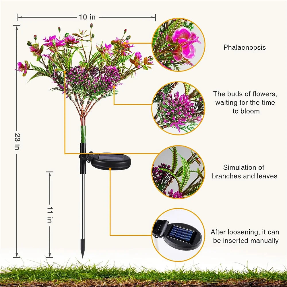 1 PC Solar Light Outdoor Garden Decorativo Phalaenopsis Phalaenopsis Flower Ip65 Regalos de jardinería para mujeres