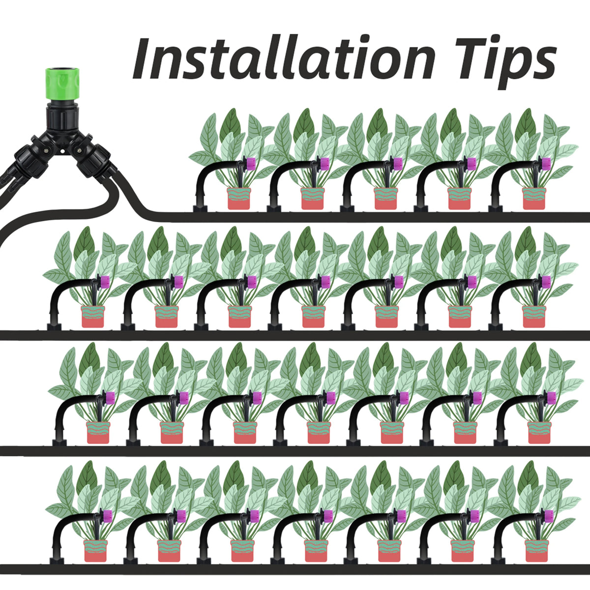 KESLA محول حنفية الري بالتنقيط 4-Way Splitter للحديقة 1/4 بوصة خرطوم نظام الري التلقائي عدة أصيص بونساي النبات الدفيئة