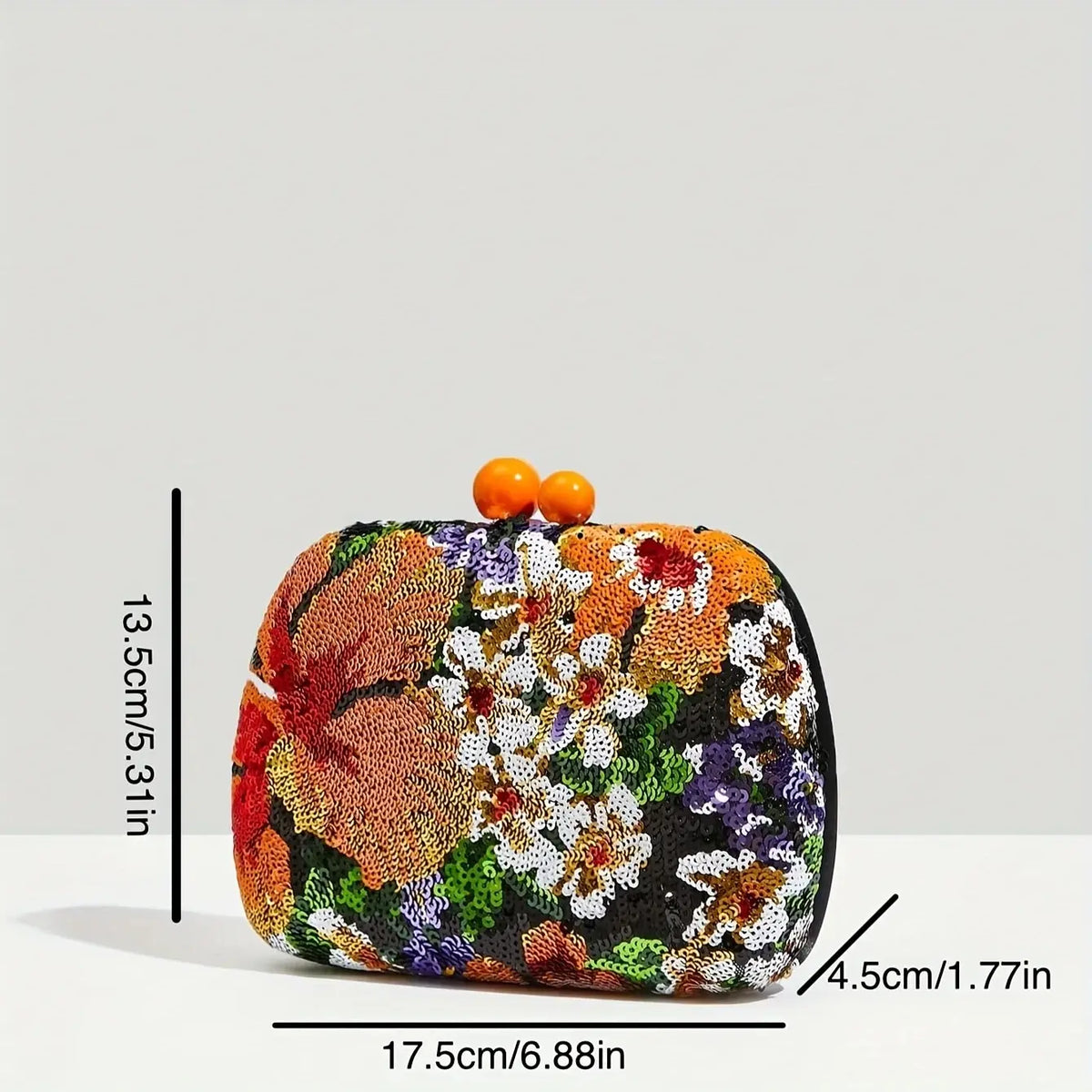 Retro paljetter aften kjole blomster mønster kobling mini taske - perfekt til fest, bryllup, klub, middag!