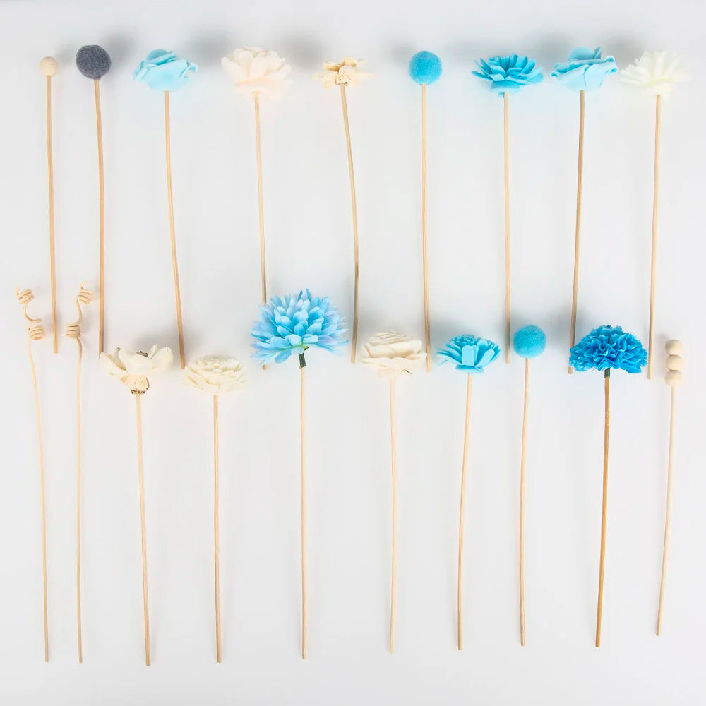 20pcs Blue Serie Blumen Rattan Sticks feuerlose Duftstoffe Reed Diffusor Stick DIY Ornamente Home Decor
