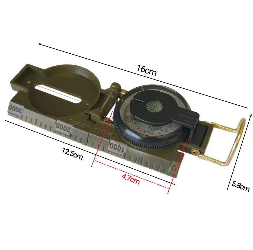 2023Newportable Compass Ushtarak Camping Outdoor Camping Folding Compass Green Hiking Survival Trip Trip Precision Navigation