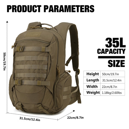 תרמיל טקטי של MardingTop עם כיסוי גשם 35L תיק יום לגברים טרקים לדיג ספורט קמפינג טיולים 600D פוליאסטר