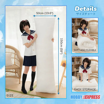 Hobby Express 150x50cm Dakimakura Algodón almohada interior Rectángulo Blanco Accesorios de dormitorio Interior Almohada interior Cuerpo