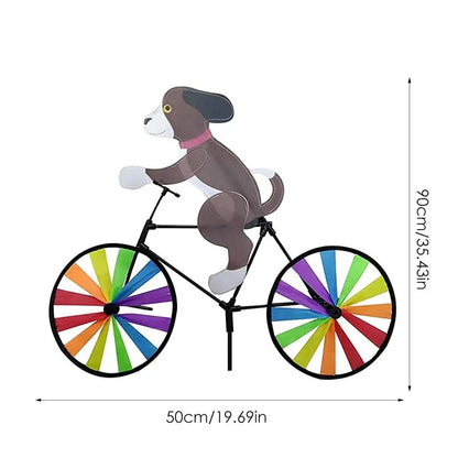 Animal Riding Bike Windmühle Innovative Cartoon Katzenhund Wind Spinner Hof Kunstdekoration Garten Ornament Wind tragbar