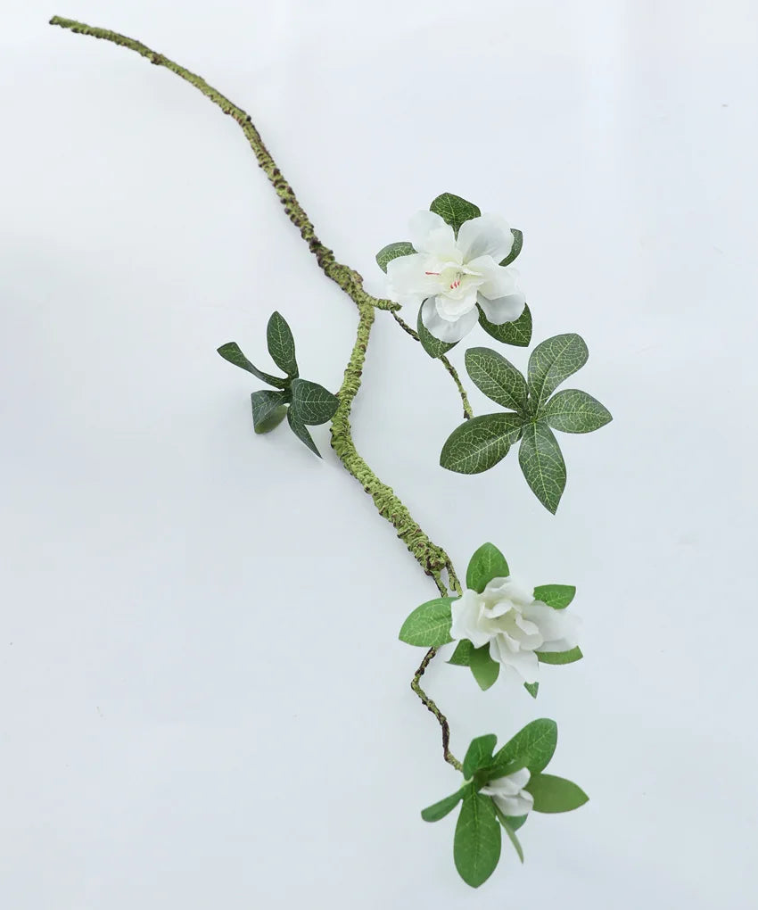 70CM3 Flowers Artificial Azalea Branch Silk White Wedding Flower Indoor Art Flower Arrangement Material Office Home Decor Plants