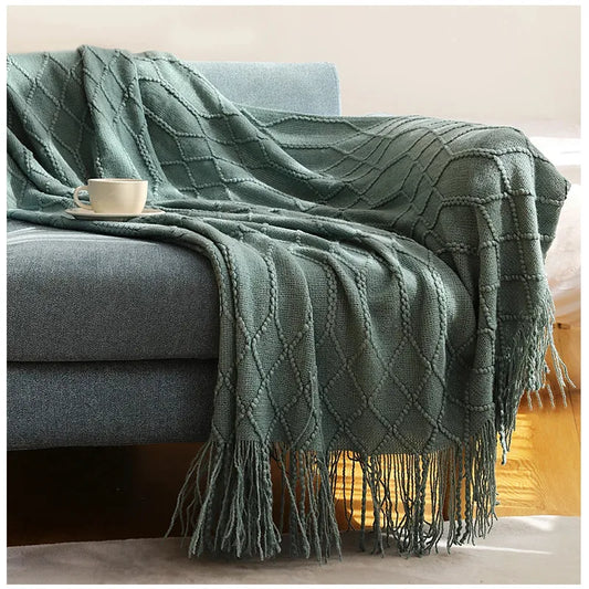 Cobertores de malha de luxo Inya jogam franjas de cobertor quente e pesado para a cama com lã de malha de malha para a fazenda
