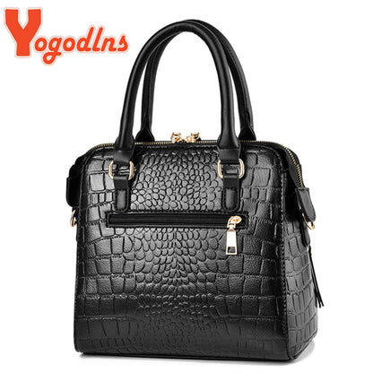 Yogodlns Luxus Krokodilmuster Handtasche Frauen Winter neuer Pu Leder Quaste Wasten Umhängetaschen Marken Design Griff Tasche Lady Geldbeutel