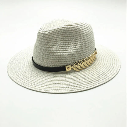Hot Sell wide rig zomer strand zand zon hoed vrouwen mannen panama vintage fedora straw hoed mannen Britse stijl zonneschade stropcaps