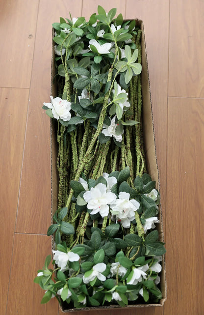 70CM3 Flowers Artificial Azalea Branch Silk White Wedding Flower Indoor Art Flower Arrangement Material Office Home Decor Plants