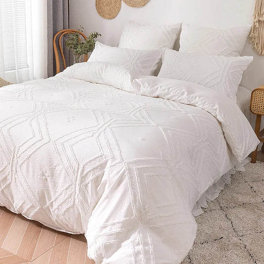 WOSTAR Summer White Pinch Pleat Pleat Cover 220x240cm Luxusná dvojlôžková prikrývka prikrývka Sada obliečok kráľovnej King Veľkosť pokrývok pokrývky