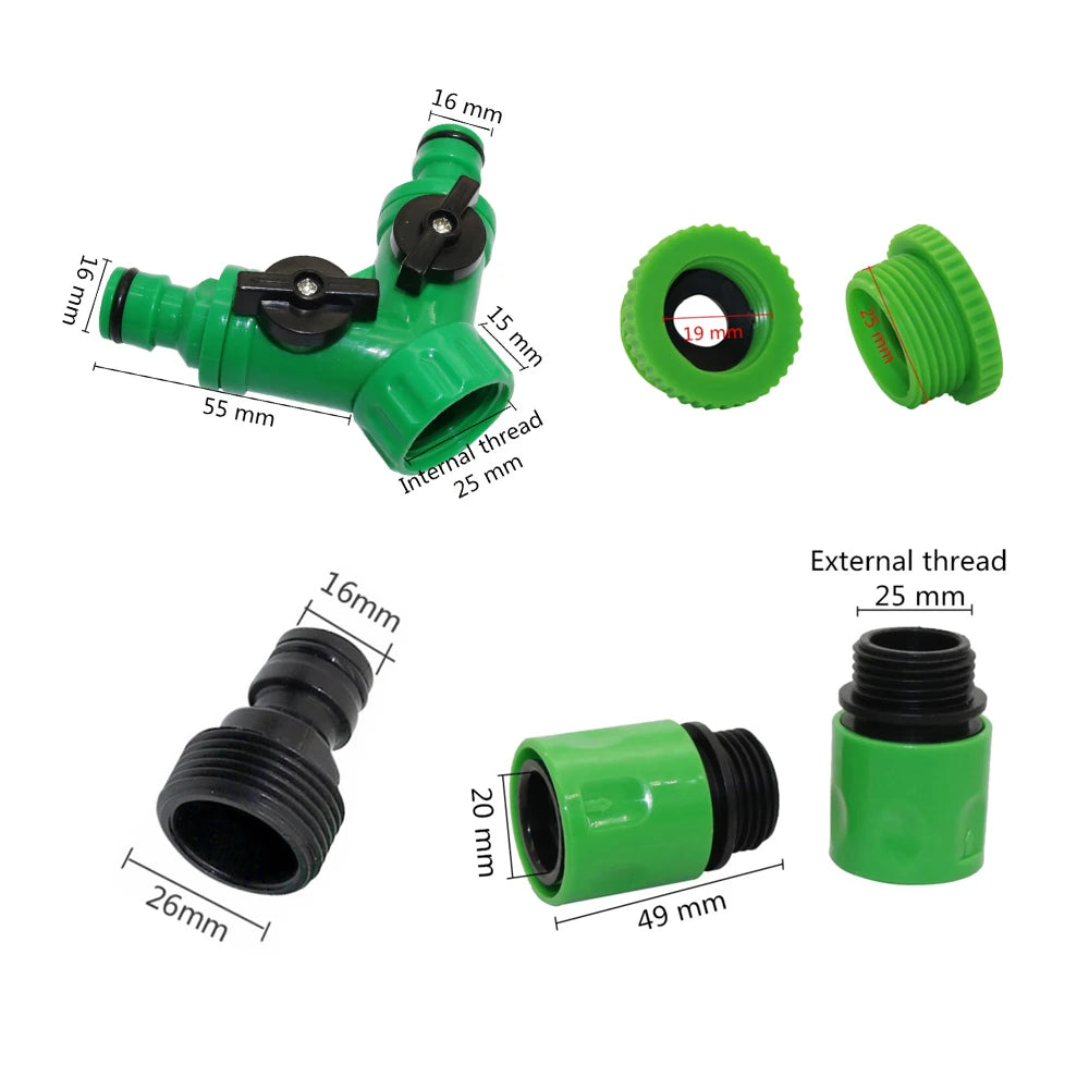 2-Way Garden Tap Water Splitter 1/2" 3/4" Female Thread Garden Hose Y Type Watering Adjustable Switch Water Controller Valve