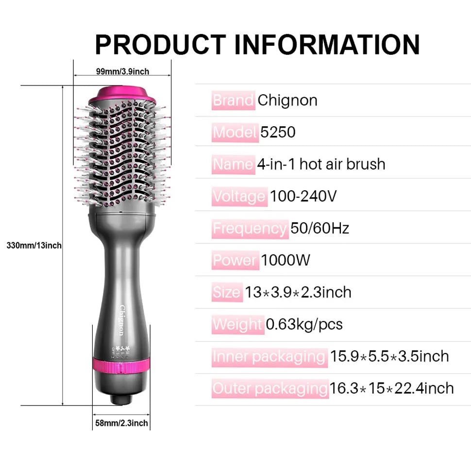 Ulepszenie 3 na 1 suszarka do włosów objętość na gorące powietrze styl włosów pędzel profesjonalny suszarka do suszarki Curling Iron Hair Ropner szczotka