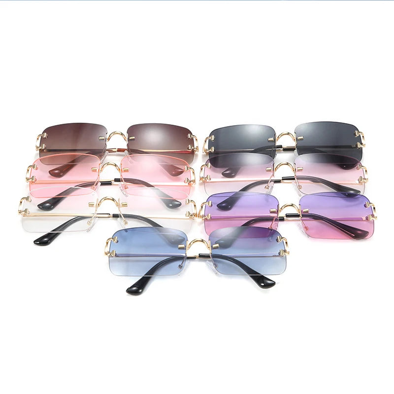 Luxury Square Sunglasses Women Brand Designer Small Rectangle Sun Glasses Men Vintage Eyeglasses Rimless Clear Lens Oculos