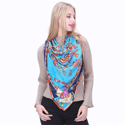 Lesida Pure Silk tørklæde Kvinder store sjaler Stoles Tree Print Square tørklæder Ekcharper Foulards femme Wrap Bandanas 130*130 cm 1303