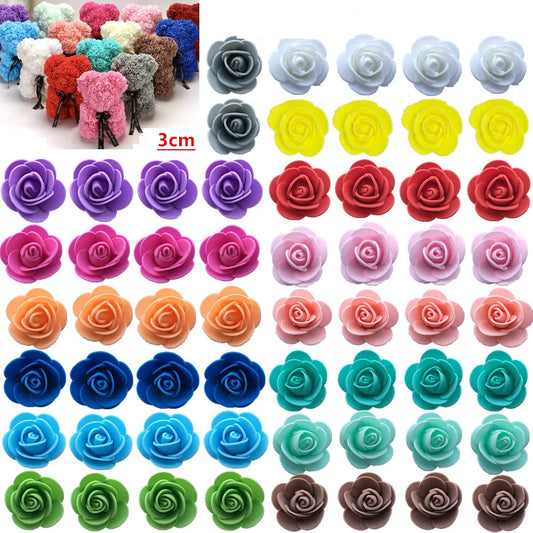 50/100/15/500 copë shkumë 3 cm u ngrit për ari lulet artificiale Dhurata DIY Kutia Dasma Dekorative për Krishtlindje Dekor 20 Ngjyra