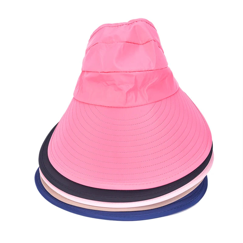 Sommersolbeskyttelse Foldning Solhat til kvinder Brede Brim Cap Ladies Beach Visor Hat Girl Holiday UV Protection Sun Hat