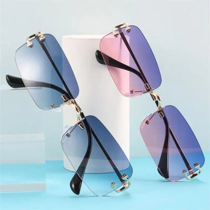 Luxury Square Sunglasses Women Brand Designer Small Rectangle Sun Glasses Men Vintage Eyeglasses Rimless Clear Lens Oculos