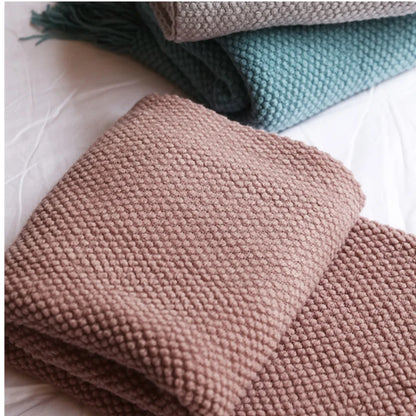 Tekstile Qyteti Misri kokërr waffle waffle e ngulitur në shtëpi batanije dekorative Dekorative e trashur e dimrit Tassels të ngrohta hedhin shtrati 130x240cm