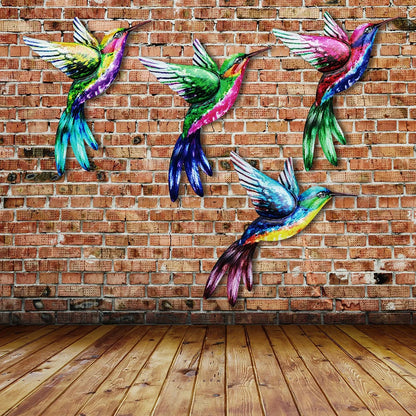 Skulptura e artit të murit të shpendëve metalikë Skulptura në natyrë varëse varëse e madhe Hummingbird për dekorimin e shtëpisë së murit të kopshtit