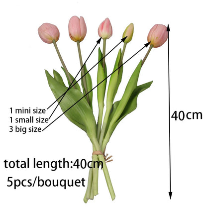 5pcs/buchet Nou Silicon Tulip Artificial Floare reală atingere Fake Flower Buchet pentru decorația de nuntă Flori Acasă Garen Decor