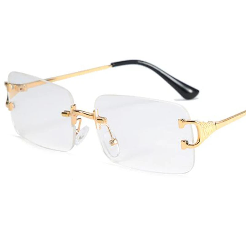 Luxury Square Sunglasses Women Brand Designer Small Rectangle Sun Glasses Men Vintage Eyeglasses Rimless Clear Lens Oculos