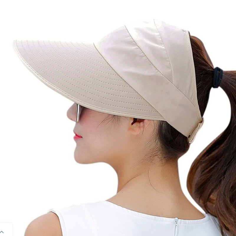 Sommersolbeskyttelse Foldning Solhat til kvinder Brede Brim Cap Ladies Beach Visor Hat Girl Holiday UV Protection Sun Hat
