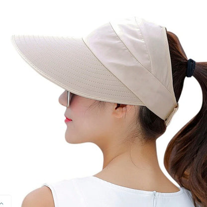 Sommersolbeskyttelse Foldning Solhat til kvinder Brede Brim Cap Ladies Beach Visor Hat Girl Holiday UV Protection Sun Hat