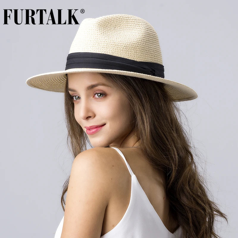 Furtalk Summer Hat pour femmes hommes Panama Chapeaux de paille Voyage de la plage de la plage