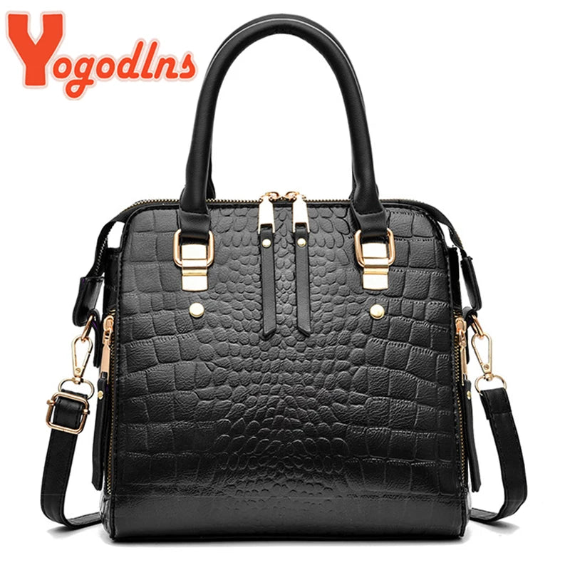 Yogodlns Luxus Krokodilmuster Handtasche Frauen Winter neuer Pu Leder Quaste Wasten Umhängetaschen Marken Design Griff Tasche Lady Geldbeutel