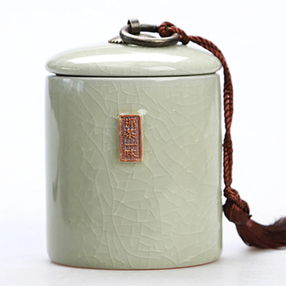 Household Tea Box Ceramic Pot Storage Sealed Pot Coffee Storage Pot Living Room Coffee Table Decoration Kitchen Grain Dispenser