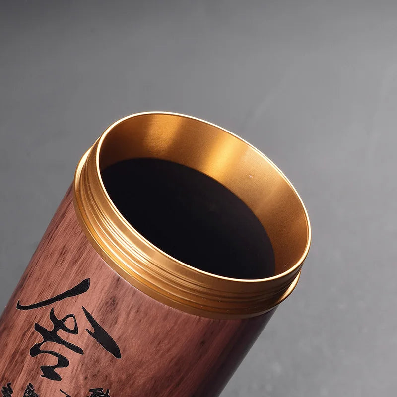 Portable Ceramic Tea Can, Purple Sand Tea Caddy Imitation Wood Grain, Medium Pu'er Tea Box, Mini Travel Storage, Sealed Cans