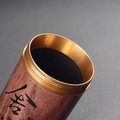 Portable Ceramic Tea Can, Purple Sand Tea Caddy Imitation Wood Grain, Medium Pu'er Tea Box, Mini Travel Storage, Sealed Cans