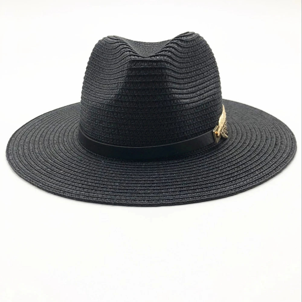Hot Sell wide rig zomer strand zand zon hoed vrouwen mannen panama vintage fedora straw hoed mannen Britse stijl zonneschade stropcaps
